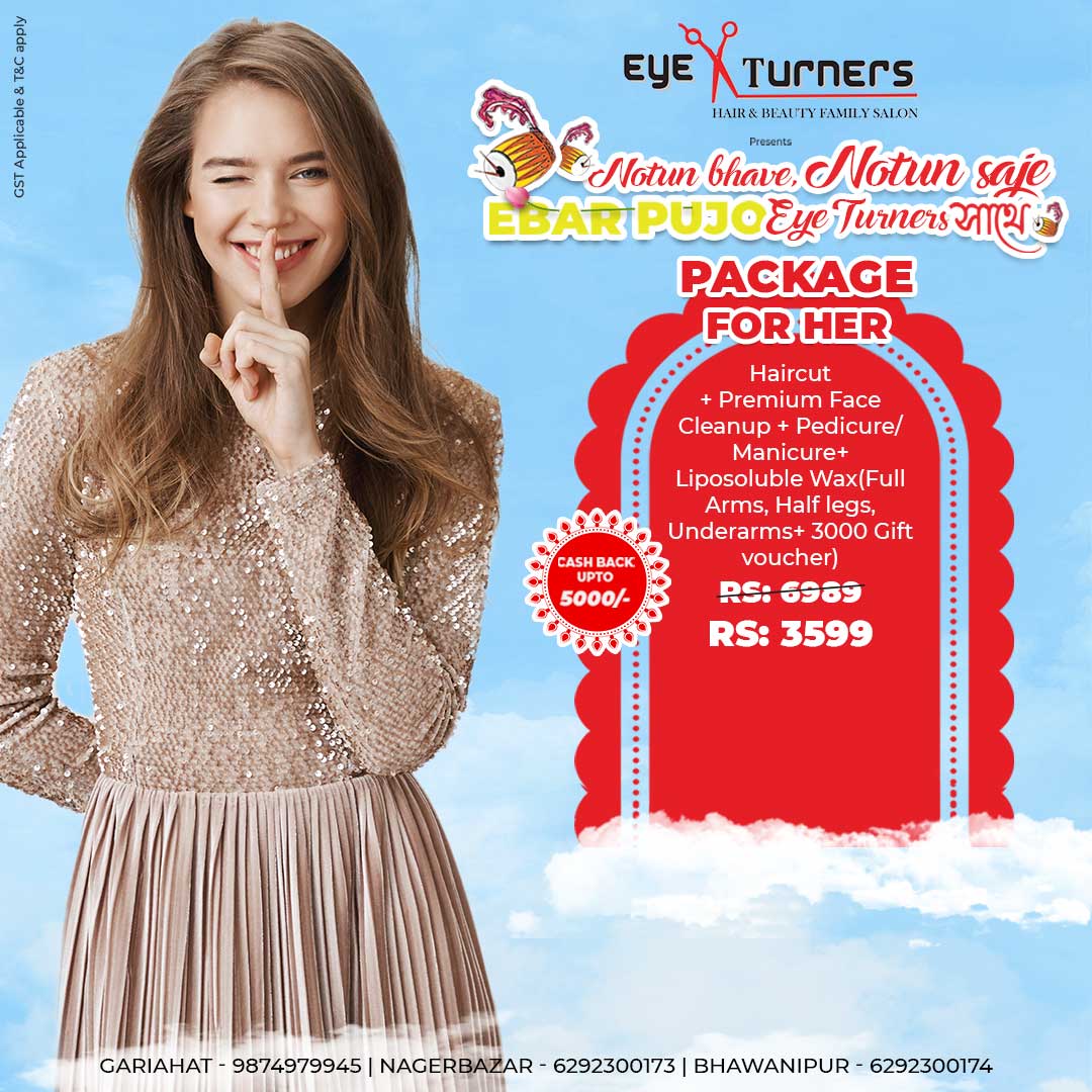 Ladies special package ₹3599 haircut premium face cleanup manicure pedicure wax and ₹3000 voucher